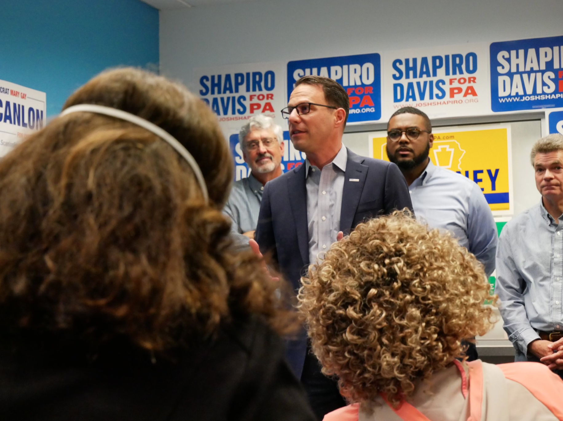 Josh talking to supporters.